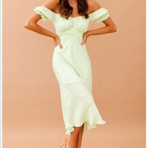 Green apple swing dancing midi dress